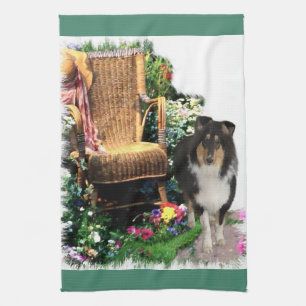 Tri Colour Rough Collie Art Gifts Kitchen Towel