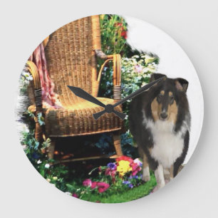 Tri Colour Rough Collie Art Gifts Large Clock
