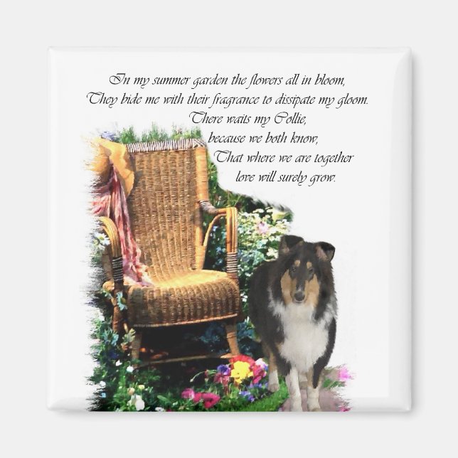 Tri-Colour Rough Collie Art Gifts Magnet (Front)