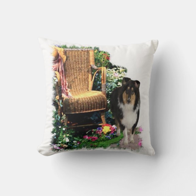 Tri Colour Rough Collie Art Gifts Throw Pillow (Front)