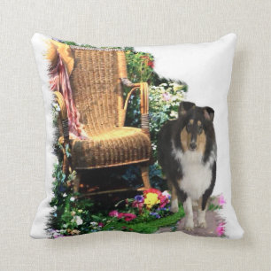 Tri Colour Rough Collie Art Gifts Throw Pillow
