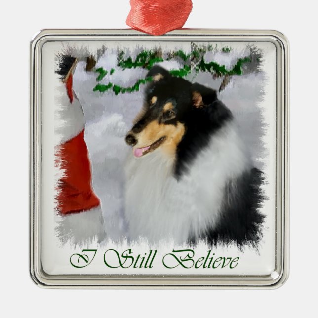 Tri Colour Rough Collie Christmas Gifts Ornament (Front)