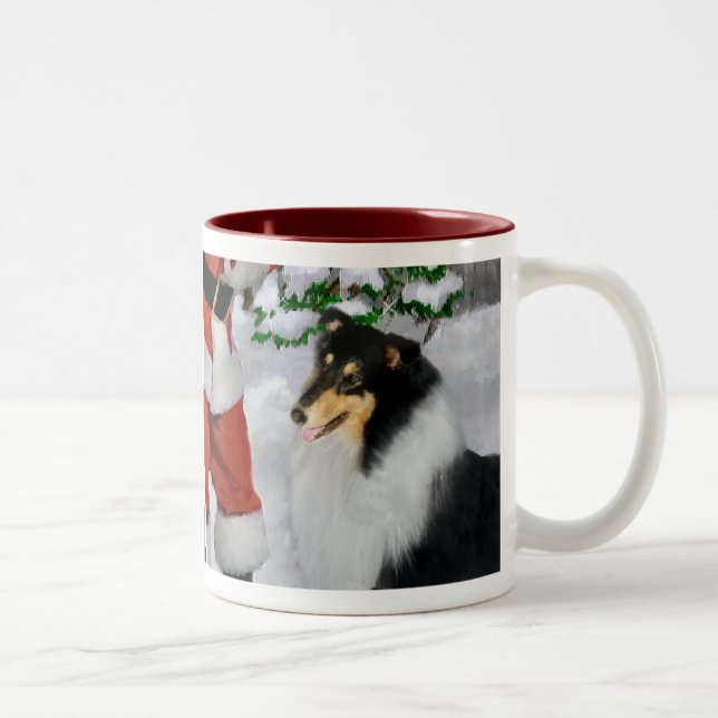 Tri-Colour Rough Collie Christmas Gifts Two-Tone Coffee Mug (Right)
