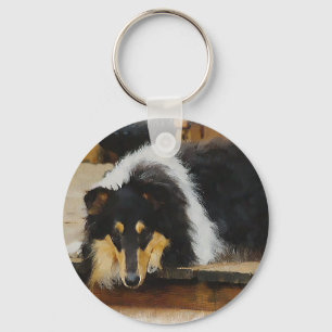 Tri-Colour Rough Collie Gifts Keychain