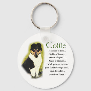 Tri Colour Rough Collie Gifts Keychain