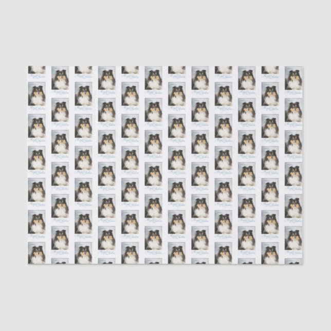 Tri-Colour Sheltie Christmas Tissue Paper (Front)