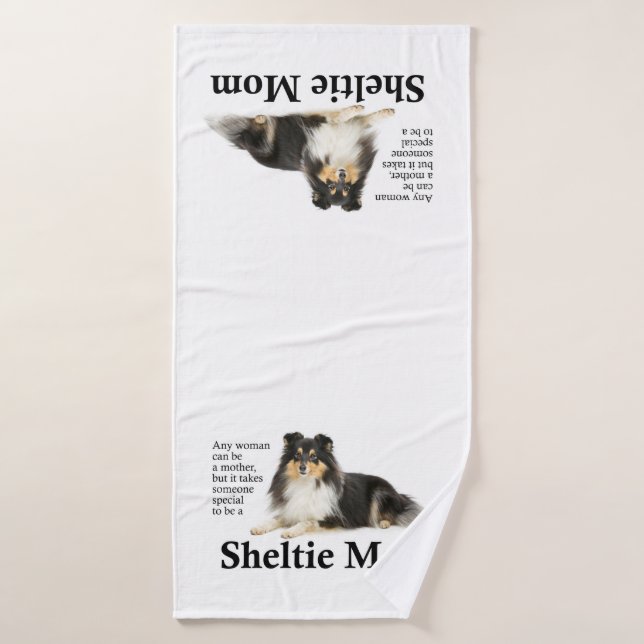 Tri-Colour Sheltie Mom Bath Towel (Bath Towel)