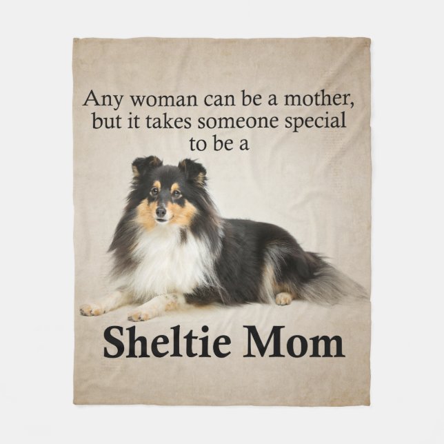 Tri-Colour Sheltie Mom Fleece Blanket (Front)