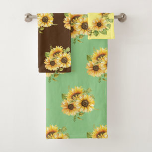 Tri Colour Sunflower Bath Towel Set