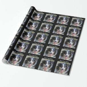 Tri Coloured Border Collie Dog Wrapping Paper