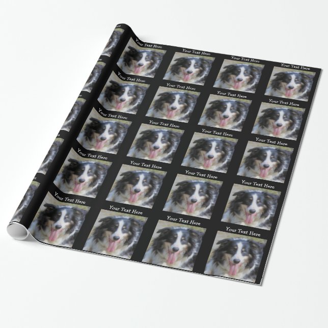 Tri Coloured Border Collie Dog Wrapping Paper (Unrolled)