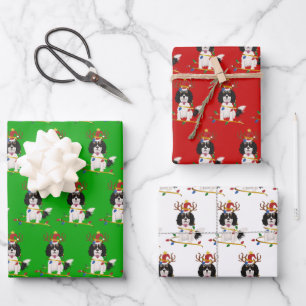 Tri Coloured Cavalier Christmas Holiday Wrapping Paper Sheet