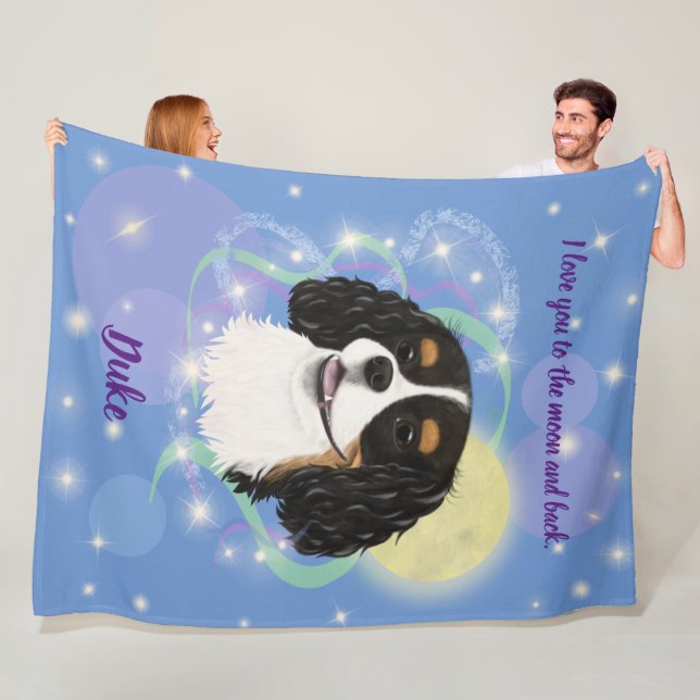 Tri-Coloured Cavalier Custom Design  Fleece Blanket (In Situ)