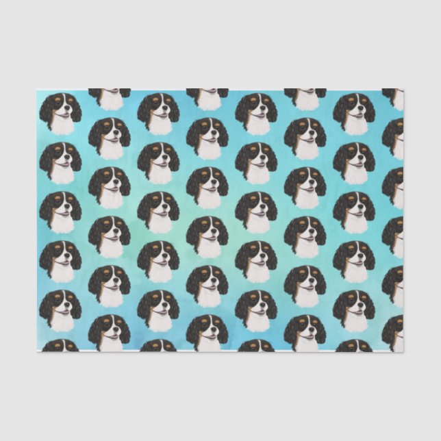 Tri-Coloured Cavalier King Charles Spaniel Gift  Tissue Paper (Front)
