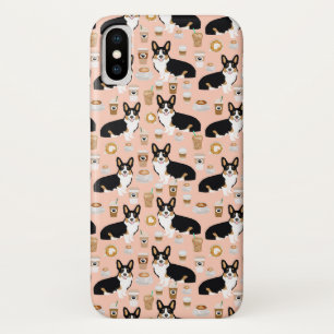 Tri coloured Corgi Coffee pattern - blush Case-Mate iPhone Case