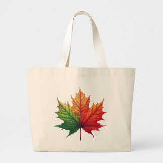 Tri-coloured maple leaf large tote bag