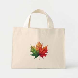 Tri-coloured maple leaf mini tote bag