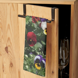 Tri Coloured Pansy Field, Kitchen Towel