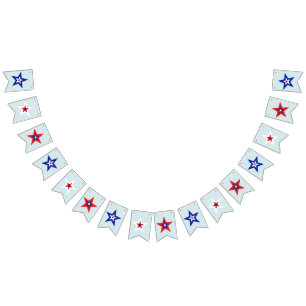 Tri-Coloured Red, White, and Blue Stars Bunting Flags
