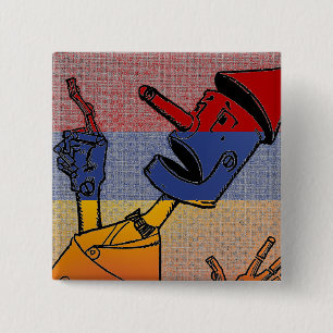 Tri-Coloured Tin Man 2 Inch Square Button