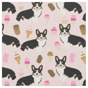 Tri Corgi pink ice cream Fabric