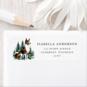 Tri Couleur Basenji Chien hiver Aquarelle Adresse