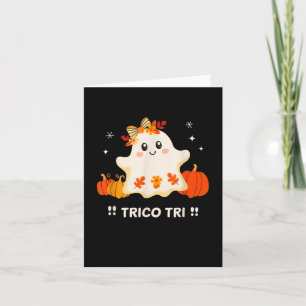 Tri Cute Halloween Spooky Mexican Ghost Spanglish Card