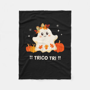 Tri Cute Halloween Spooky Mexican Ghost Spanglish  Fleece Blanket