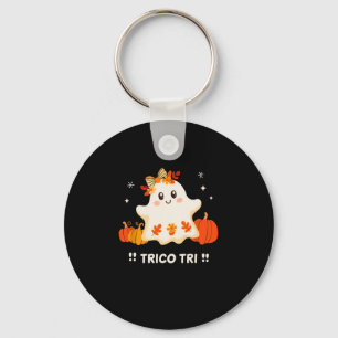 Tri Cute Halloween Spooky Mexican Ghost Spanglish Keychain
