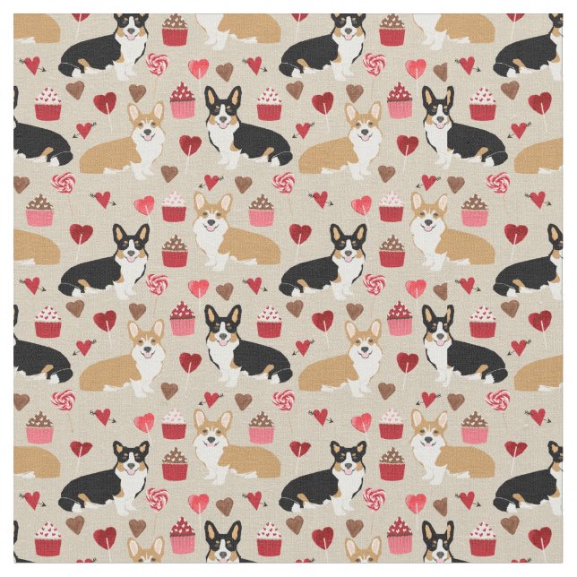 Tri et Red Corgi Valentines tissu (Fermer)