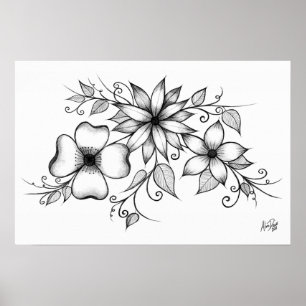 Tri-floral sketch poster