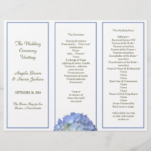 Tri-fold, Blue Hydrangea Wedding Program