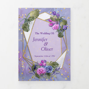 Tri-Fold Ho ROSES et TULIPS bleu-violet