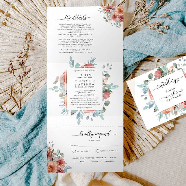Tri-Fold Invitation with RSVP "Ethereal"  Wedding (Creator Uploaded)