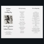Tri-fold Photo Wedding Ceremony Program Template<br><div class="desc">Ecru coloured, tri-fold wedding ceremony program with photo template which will show on the front. Fold this 8.5 x 11 inches paper into thirds, accordion like, and fill in three sections with the "order of the ceremony" and list the "wedding party" members. Also add "in memory of" and / or...</div>