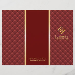 Tri-Fold Red Quilted Gold Monogram Brochures
