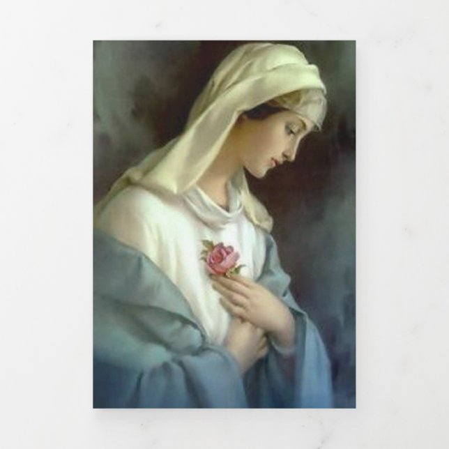Tri-fold Virgin Mary Catholic Funeral Holy Card (Cover)