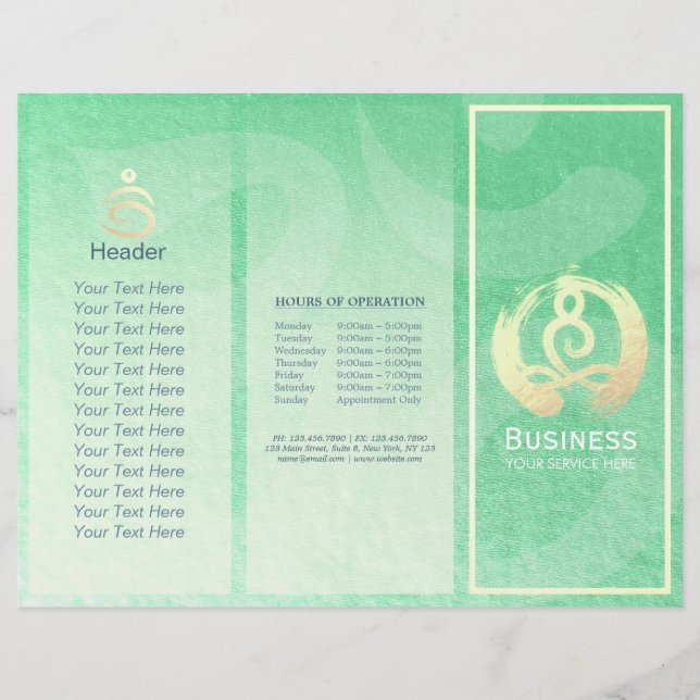 Tri-Fold Yoga Massage Brochures Meditation Posture (Front)