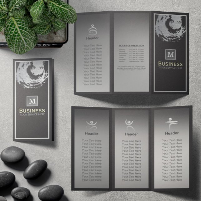 Tri-Fold Yoga Studio Brochure Black & Silver ZEN (Creator Uploaded)
