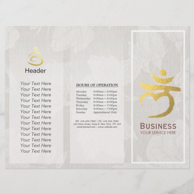 Tri-Fold Yoga Studio Brochures Root Chakra Mantra (Front)