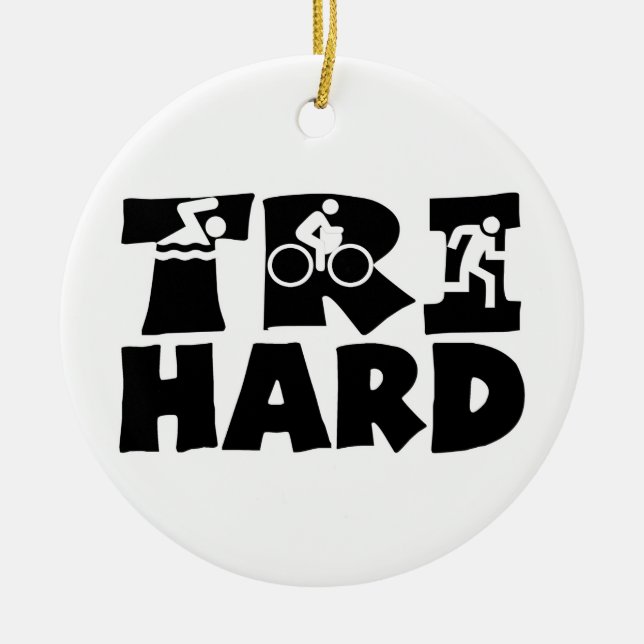 Tri Hard Ceramic Ornament (Front)