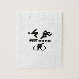 Tri Hard Triathlon Gifts Clothing and Accessories Jigsaw Puzzle