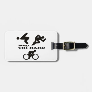 Tri Hard Triathlon Gifts Clothing and Accessories Luggage Tag