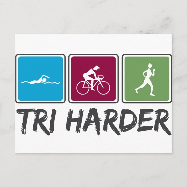 Tri Harder (Triathlon) Postcard (Front)
