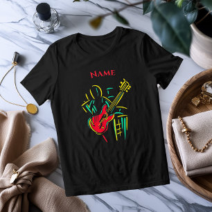 Tri-matière Guitare Néon en Ligne Art T-Shirt Musical Vibran