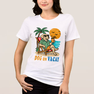 Tri-matière T-shirt Chien Drôle en Vacances | Été Mignon