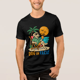 Tri-matière T-shirt Chien Drôle en Vacances Été Mignon