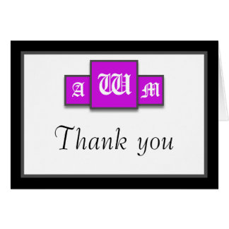 Tri-Monogramme violet Merci moderne Cartes pour no