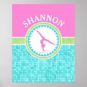 Tri-Pastel Color Gymnastics With Aqua Tile Poster