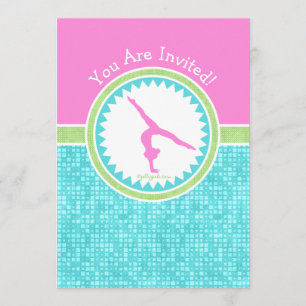 Tri-Pastel Colour Gymnastics With Aqua Tile Invitation
